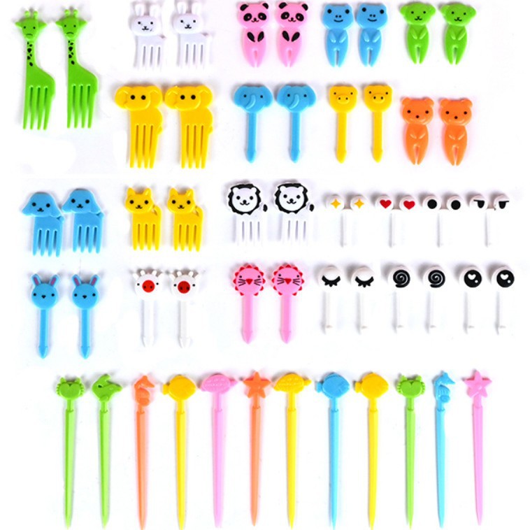 Uso doméstico Cartoon Tenedores para fruta para niños Creativo Animales para niños Set de palillos de plástico para fruta Palillos para fiambrera