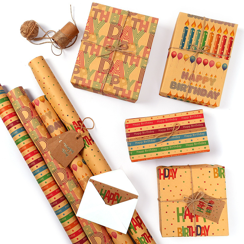 Nuevo Amazon Feliz cumpleaños papel de regalo del Día DE LOS Niños DIY papel libro de papel 80g papel Kraft