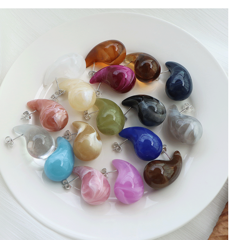 IG Style Simple Style Water Droplets Resin Enamel Women's Ear Studs display picture 9