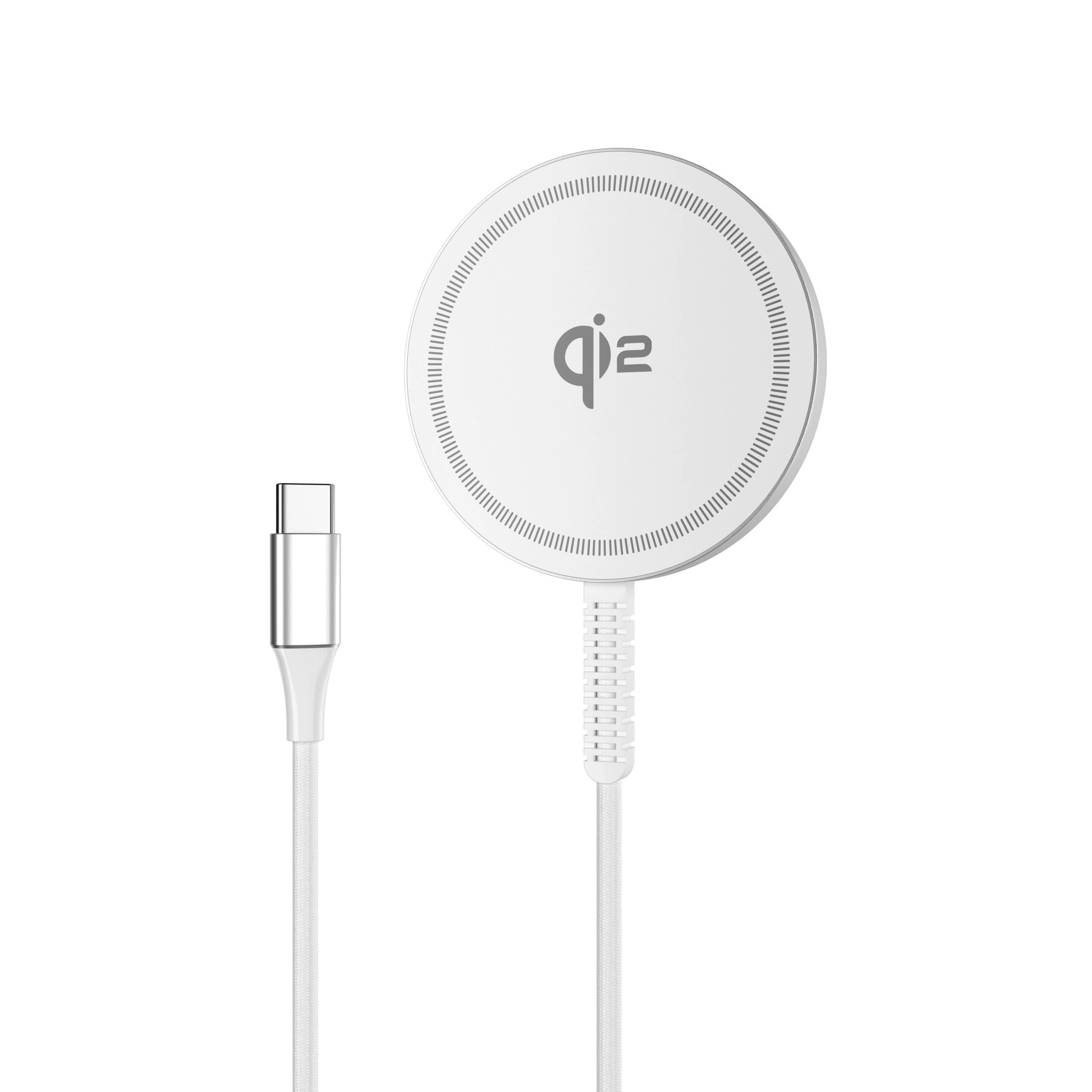 Круглый магнитопоглощающий одиночный заряд QI2 беспроводной зарядное устройство патент частной модели для Apple 16 серии magsafe15W