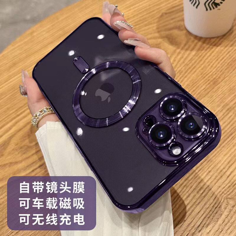 Suitable for Apple 17Promax Mobile Phone Case Electroplated Transparent Magnetic Wireless Charging Iphone16Pro Protective Case 5