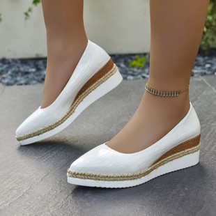 Cross-Border European and American Large Size 2025 New Woven Hemp Rope Platform Sole Shallow Mouth Breathable Pointed Toe Women's Casual Shoes