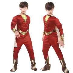 Cosplay of Billy Batson from the movie Shazam! The Child Wonder Captain, Thunderbolt-themed Anime Stage Costume