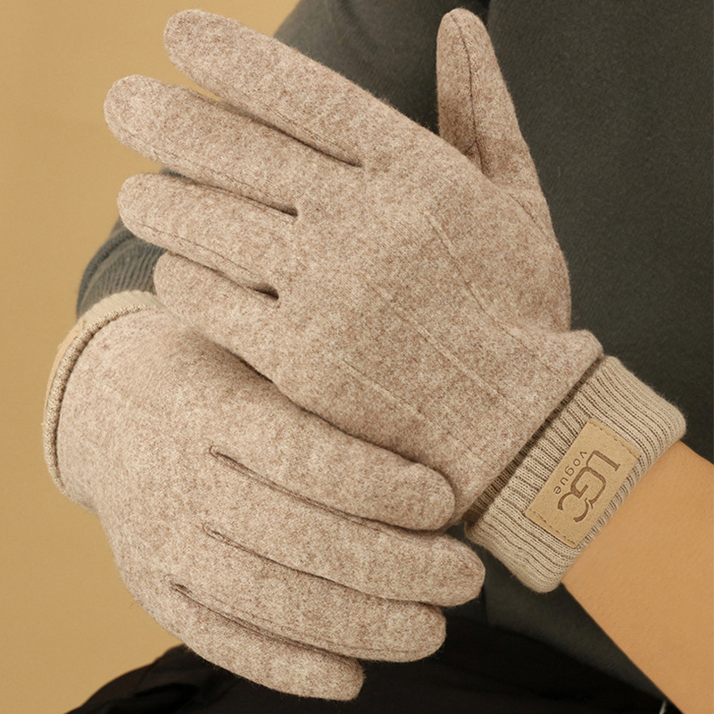 Cashmere-like Women's Winter Warm Gloves Fleece-lined Thickened Outdoor Riding Touch Screen