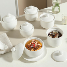 酒店高档炖盅隔水炖家用商用陶瓷一人份带盖小汤盅燕窝盅炖罐批发