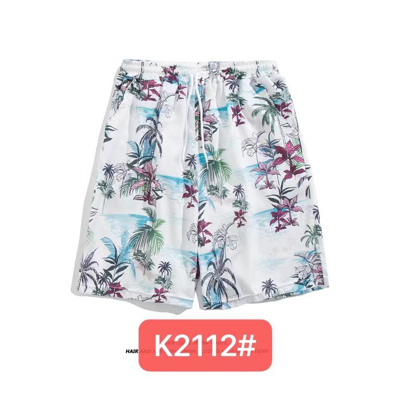 Pantalones de playa de los hombres retro de la pareja Vacaciones de aguas termales anti-vergüenza quinto pantalones ropa exterior pantalones cortos de playa de verano hombres