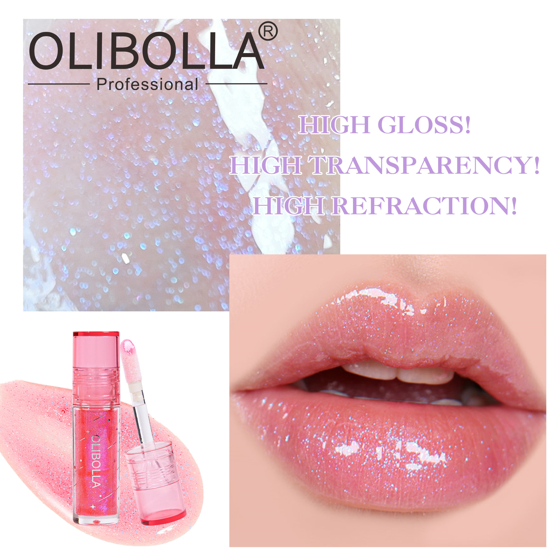 OLIBOLLA agua brillante brillo multicolor esmalte labial sin taza humectante espejo labial brillo labial al por mayor lápiz labial