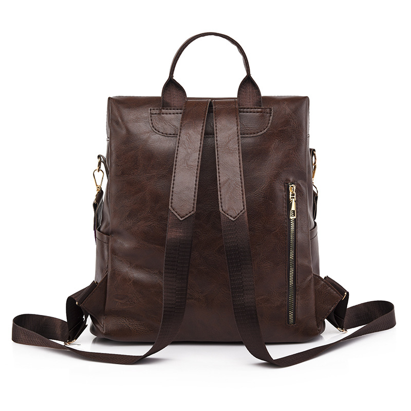 Mochila de cuero suave casual de nuevo estilo al por mayor transfronterizo 2023 Mochila de computadora de viaje multifuncional de doble uso de moda femenina