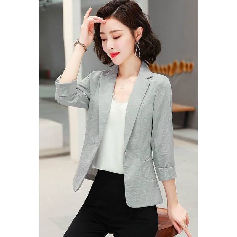 Linen Small Suit Women's Jacket Short 2025 Spring and Summer New Slim Fit Three-Quarter Sleeve Sun Protection Casual Small Suit Thin Style