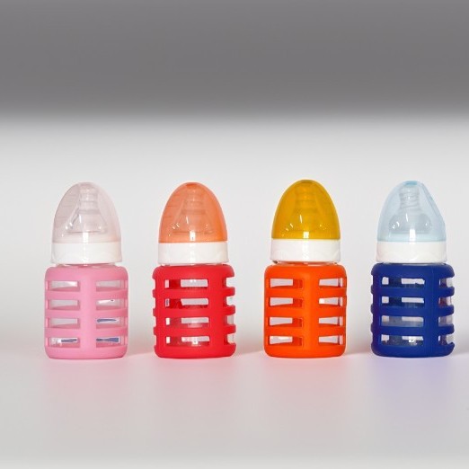 Factory direct glass bottle anti-fall baby bottle standard caliber silicone sleeve baby imitation breast milk nipple drinking cup