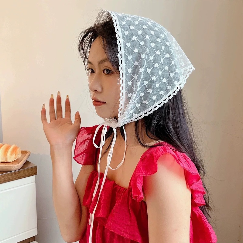 高級感のある女性用ターバン、田園風レース包頭三角タオル、フレンチデザインの帽子、おしゃれな雰囲気のヘアバンド|undefined
