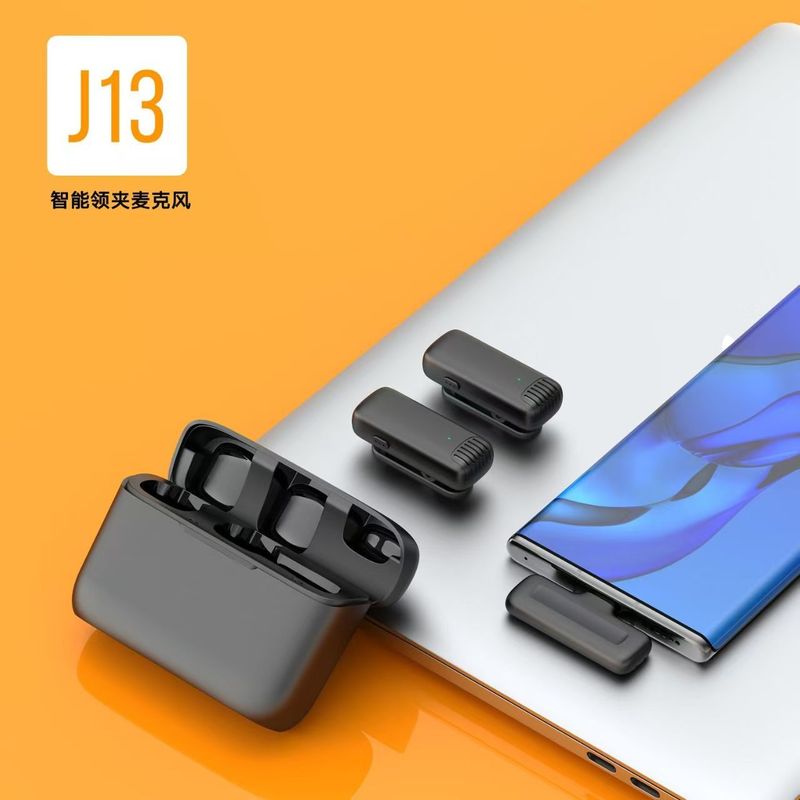 J13 ワイヤレスラベリアマイク 1対2 充電ケース付き プロ仕様 ライブ配信用マイク|undefined