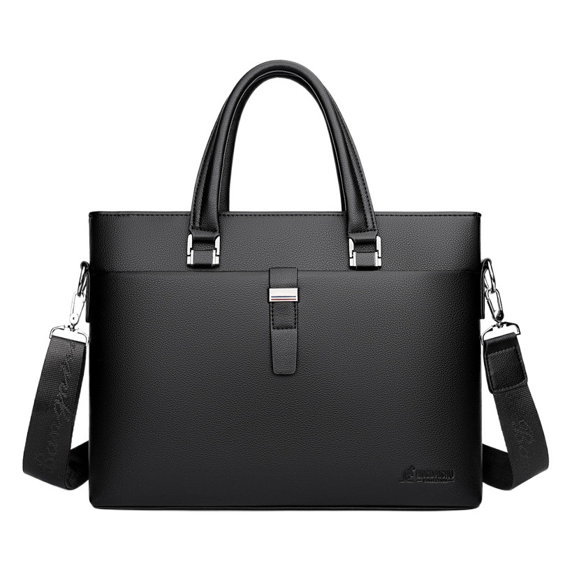 New Men's Business Large-Capacity Office Handbag Casual Pu Briefcase Commuter Laptop Bag Customization