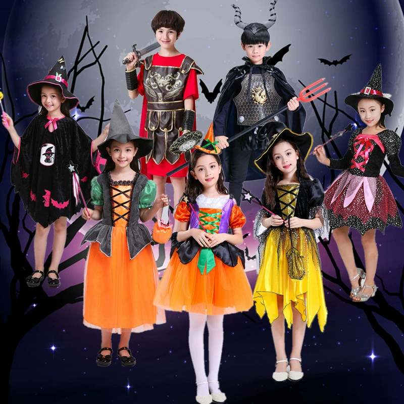 Хэллоуин Детский костюм ведьмы Девочки Witch COS нарядное платье Платье принцессы эльфа Ведьма одеваются Одежда