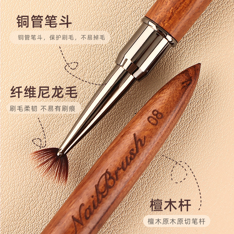 日本製白檀木製ネイルアートペンセット、フルセット、ネイルジェルペン、花柄、グリッド柄、グラデーション、ライン描画用ブラシ|undefined