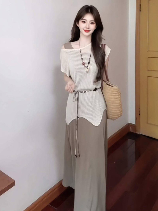 暑期热门穿搭夏天巨好看的裙子女装2025新款两件套法式小资连衣裙|undefined