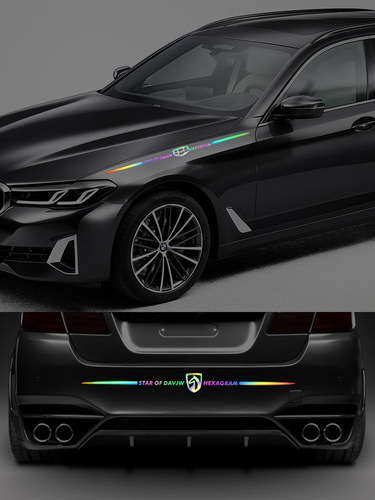 Colorful laser body door rear glass wheel eyebrow rear wing car logo to block scratches and pull flowers car decoration stickers