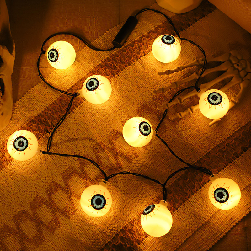 新款万圣节搞怪惊悚眼球led鬼节灯串节日装饰灯彩灯庭院