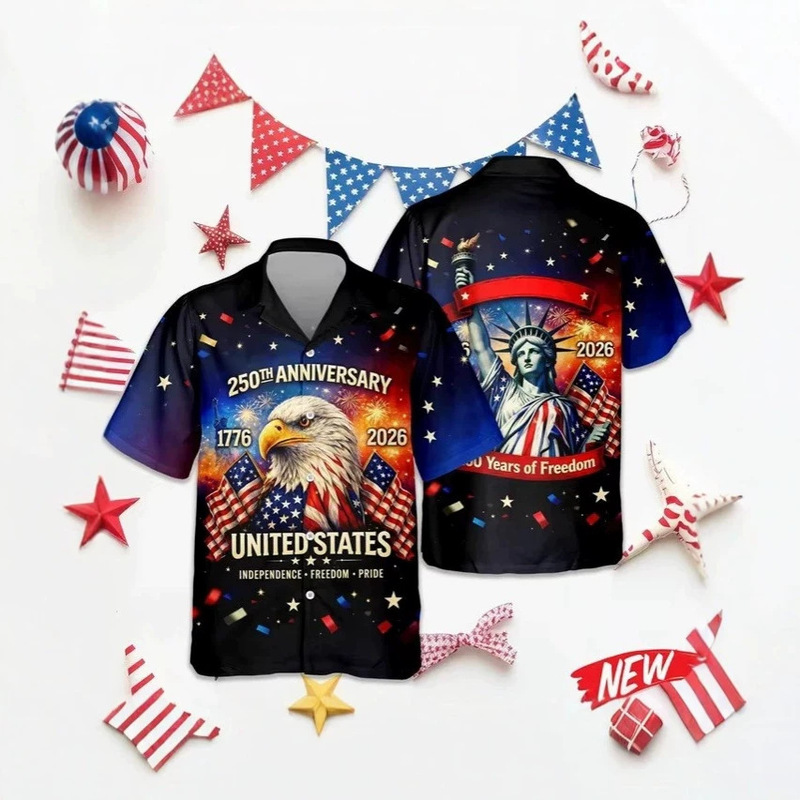 American Flag Eagle 3D Printed Short-Sleeved Shirt for Men, Summer Loose Trendy Casual Large Size Versatile Trendy Top