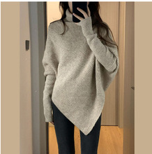 不规则高领毛衣女冬季2025新款爆款韩系温柔慵懒风外穿针织衫上衣