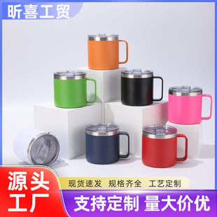 Cross-border 14oz mug spray 304 stainless steel thermos cup cold insulation with lid office cup handle cup coffee cup