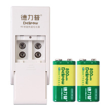 德力普 9v锂电充电电池800毫安时可用于无线话筒、玩具遥控器等