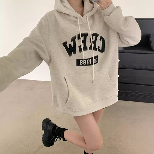 [Cross-border Ready Stock] Korean-style Niche Casual Letter-printed Sweatshirt for Women—Instagram-worthy, All-Match, Design-Driven Outerwear for Students