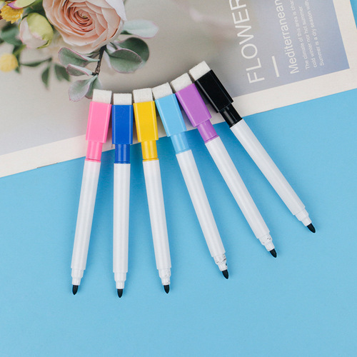 Factory direct selling whiteboard pen with brush, water-based marker, erasable and printable LOGO, high-quality color, easy-to-erasing gift