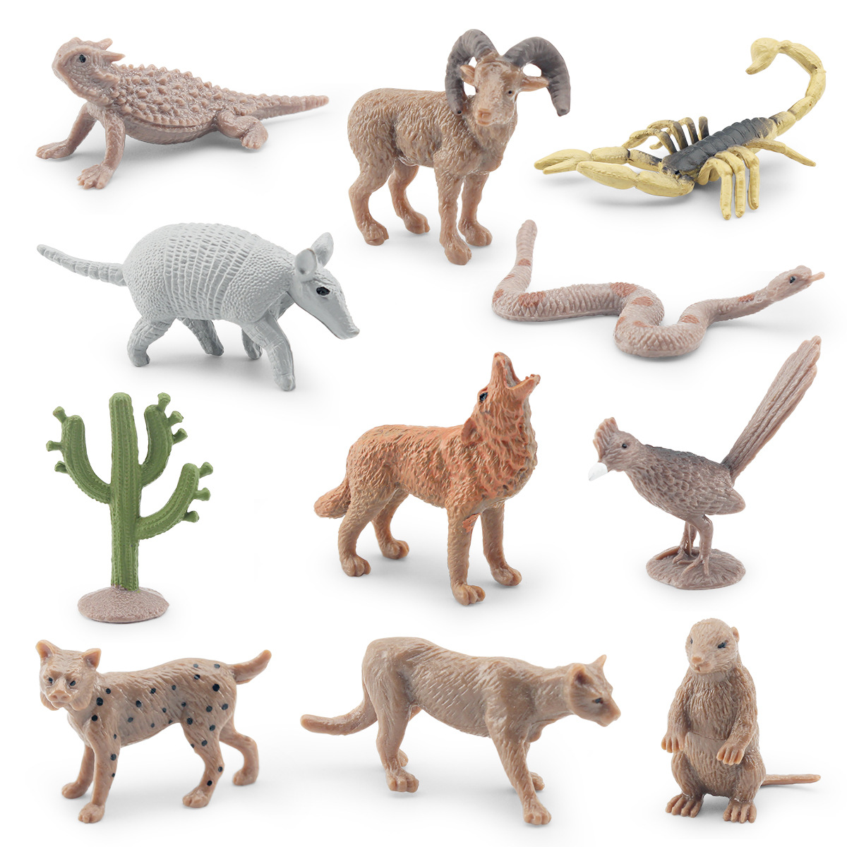Cross-border simulation wild desert animal model mountain lion rattlesnake cactus prairie dog coyote scorpion ornament