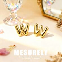 跨境热卖超轻W字母耳钉专利电镀不掉色欧盟认证Mesurely源头工厂