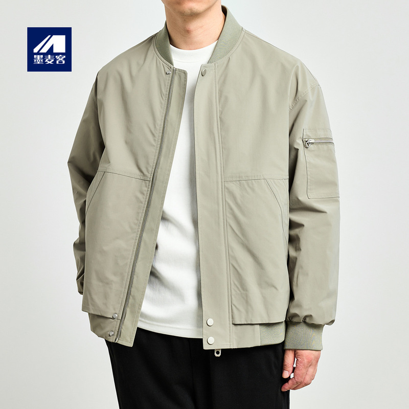 Momaik Simple Baseball Collar Flight Jacket Men's 2026 Spring Model Solid Color Men's Casual Jacket 80406