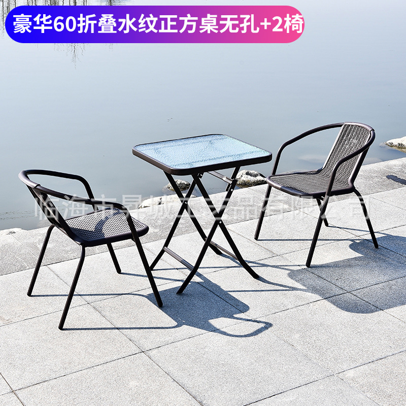 고급스러운 40% off 스택 워터 패턴 사각 테이블 구멍 없음 + 의자 2개