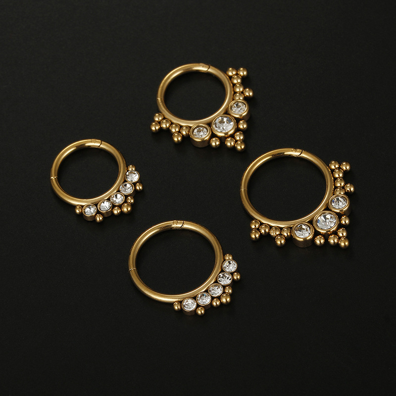 Streetwear Style Inlay Craft Streetwear Geometric Stainless Steel Inlay Zircon Nose Ring