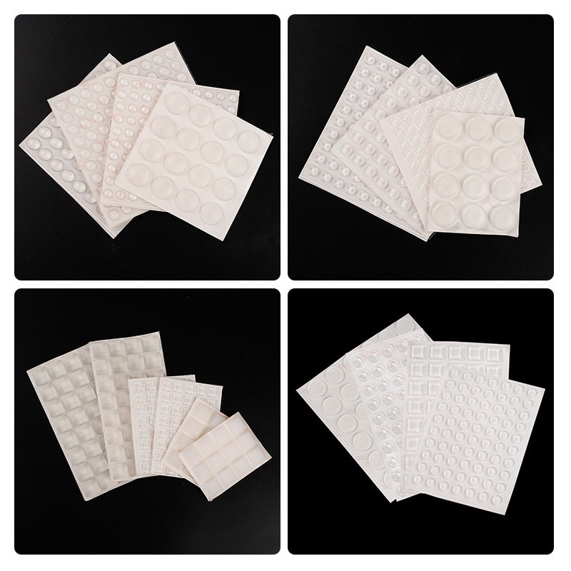 En stock cilíndrica de silicona transparente Anticolisión de vidrio de grano almohadilla de goma silenciador de la puerta del Gabinete de absorción de impactos almohadilla de silicona autoadhesiva