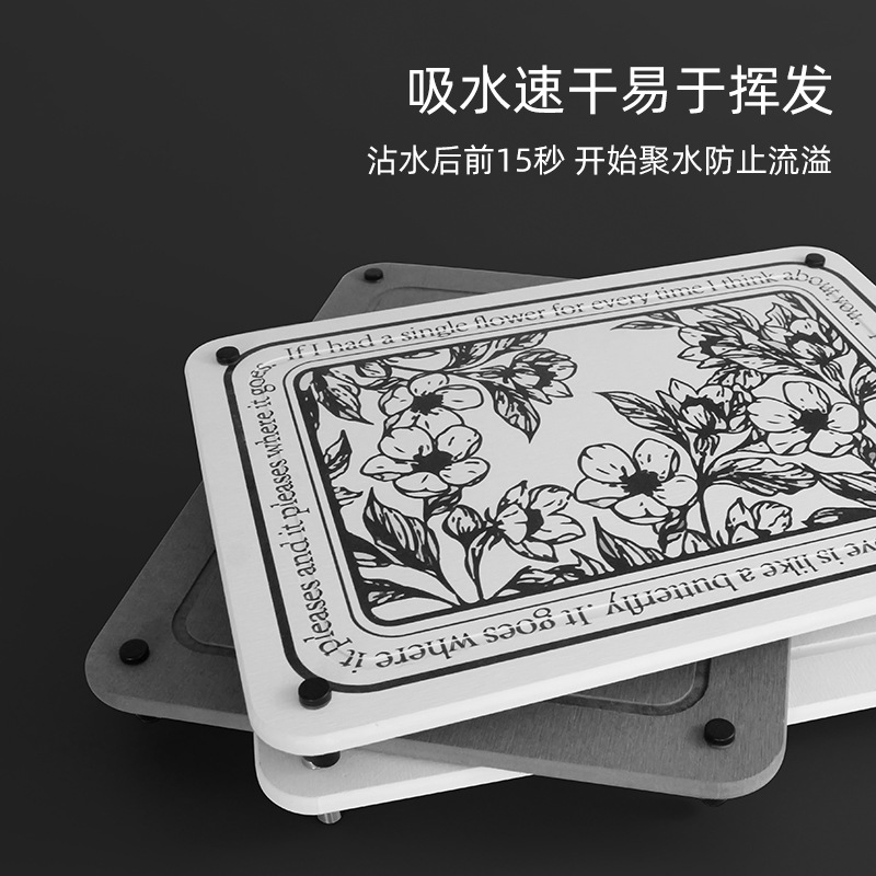 Alfombra de mesa de barro de diatomeas cocina fija-diatomita hogar de secado rápido absorbente estera de aislamiento térmico taza de agua estera de té conjunto periférico