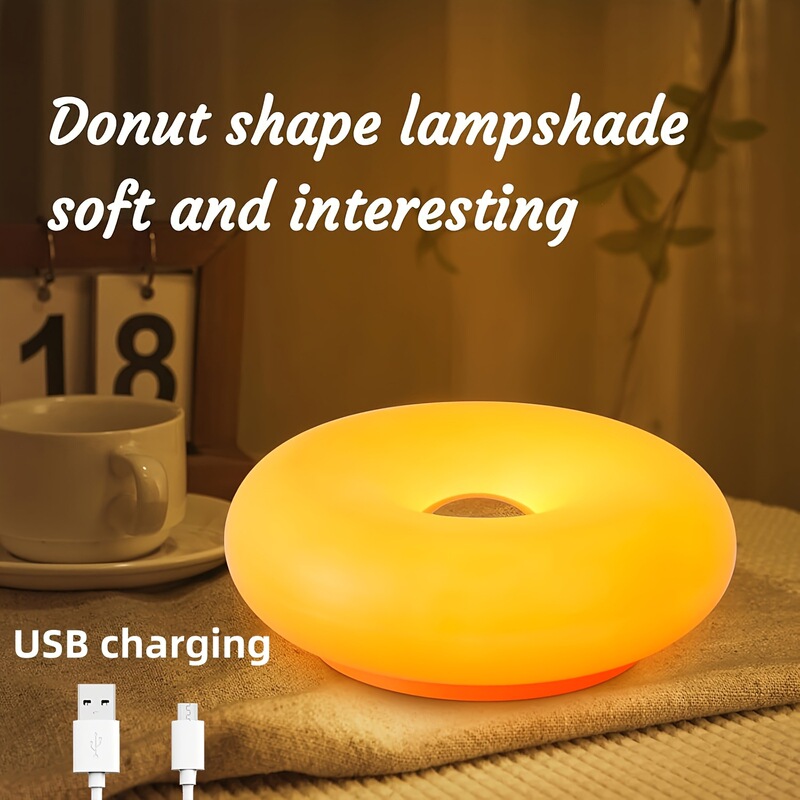 Cross-border donut table lamp Wangbuli night light Bauhaus bedside lamp antique touch tricolor dimming atmosphere light Cross-border donut table lamp Wangbuli night light Bauhaus bedside lamp antique touch tricolor dimming atmosphere light