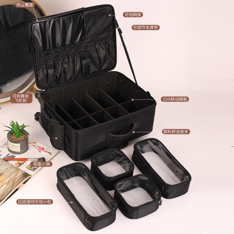 Maletín Trolley para Maquillaje de Tela Oxford, Resistente al Desgaste, para Almacenamiento Doméstico