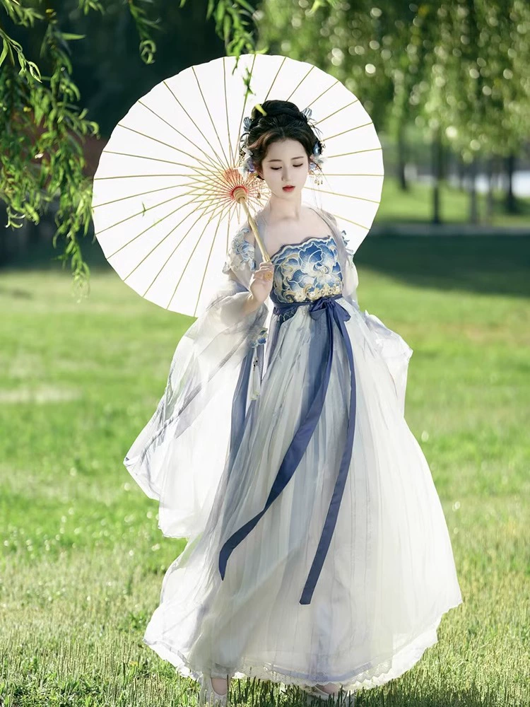 Yanyu Pavilion Оригинальный Hanfu [Shuizhi Furong] Танская юбка-кефал с вышивкой с большими рукавами рубашка весной и летом