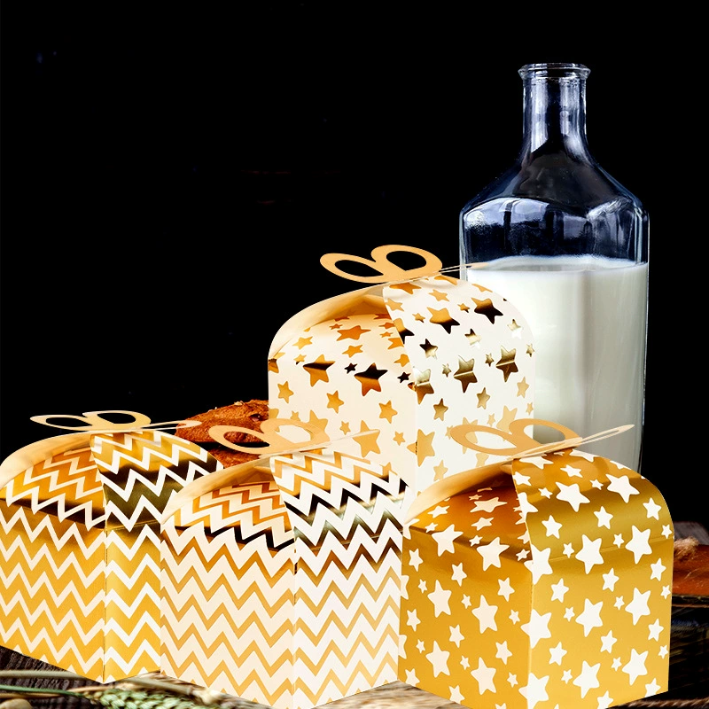 Amazon European style gift box gold foil star wave candy box baking dessert box 12