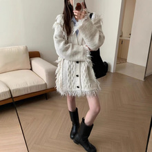 2024秋冬新款女装流苏针织开衫女韩版慵懒风宽松大码百搭毛衣外套