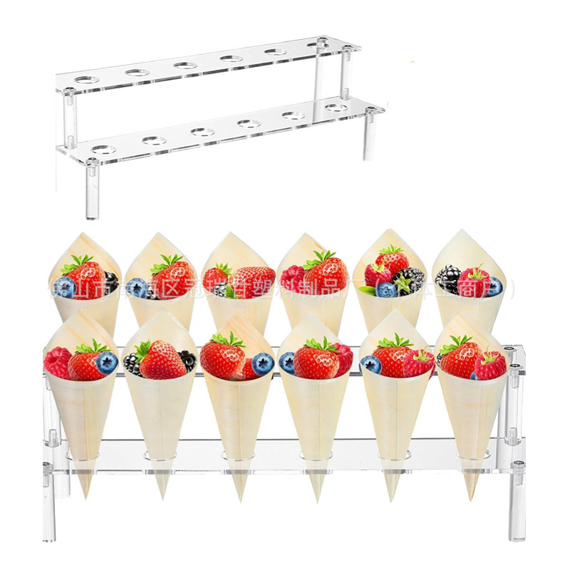 12孔透明亚克力冰淇淋蛋筒支架爆米花摆放支架甜筒冰激凌展示架