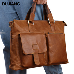 クロスボーダーメンズ本革ブリーフケース多機能大容量ラップトップバッグ通勤レトロメッセンジャーバッグメンズバッグ