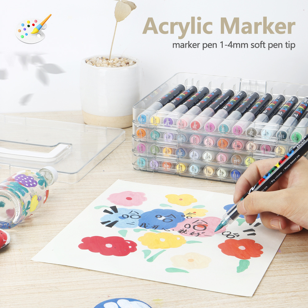 Bolígrafo acrílico de líquido directo, caja de almacenamiento transparente, caja de compartimento, caja de exhibición de rotuladores, lugar