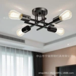 北欧工业风铁艺吊灯跨境卧室书房客房灯创意简约美式乡村复古灯