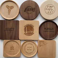 木質實木杯墊logo刻字激光鐳射來圖定 做木製隔熱墊茶杯墊杯托