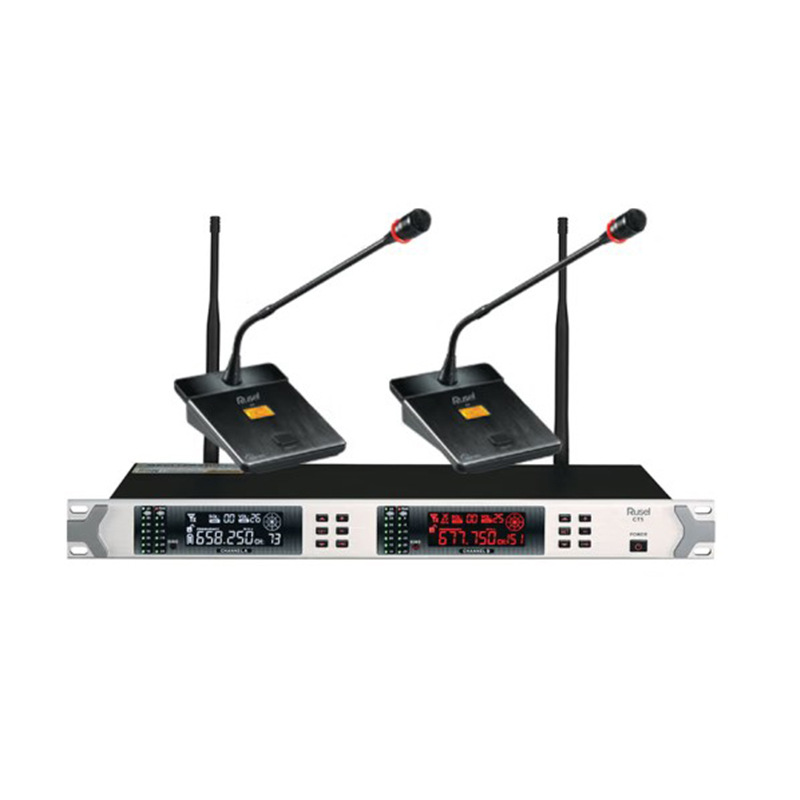 RUSEL 乐声CT5+D7一拖二真分集无线话筒适合演讲唱歌会议无线话筒