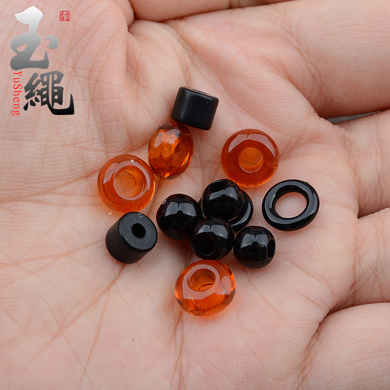Bracelet necklace rope accessories black beads acrylic diy small jewelry pendant rope tail beads spacer beads bread ring adjustment buckle