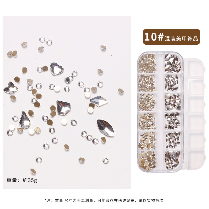 Cadena de uñas popular transfronteriza 12 rejilla joyería diamante en forma especial nueva aleación decoración de uñas Cadena de uñas decoración de metal