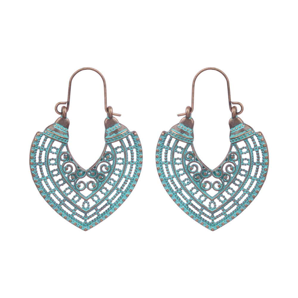 1 Pair Hip-Hop Retro Solid Color Inlay Alloy Turquoise Drop Earrings display picture 9