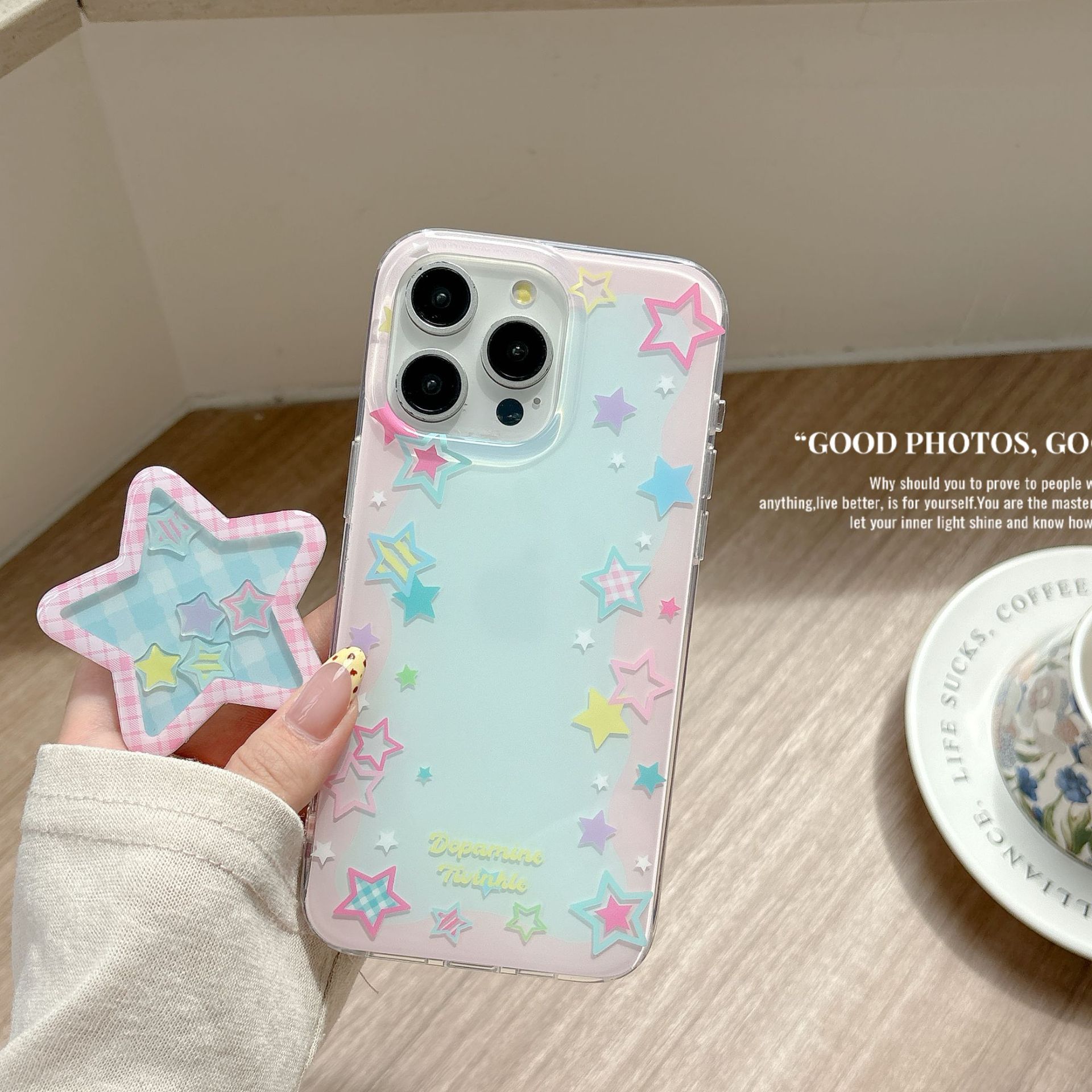 Estrellas de color creativas coreanas para Apple 16proMax funda para teléfono móvil 15Pro nueva 14/13 pareja 15PM